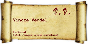 Vincze Vendel névjegykártya